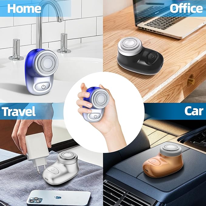 Mini Electric Shaver, Pocket Size Electric Shaver for Men Women, Rechargeable Easy One-Button, Portable Powerful Waterproof Razor for Travel Office Business Trip (1Pack)