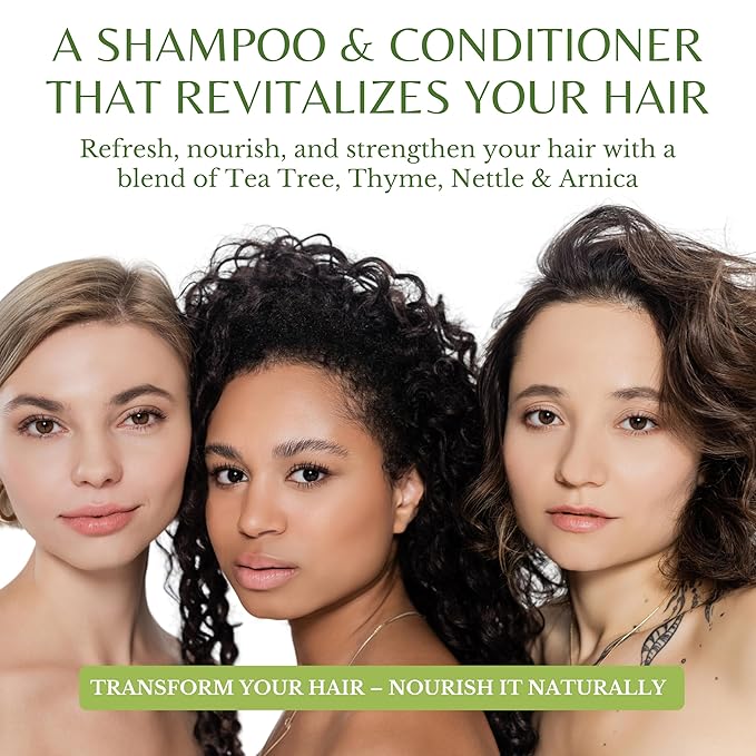 Tea Tree Oil Shampoo and Conditioner Set, Deep Cleansing for Buildup & Oily Scalp, Soothes Itchy Scalp & Refreshes Hair, Sulfate Free, Women & Men, 16 fl oz Each