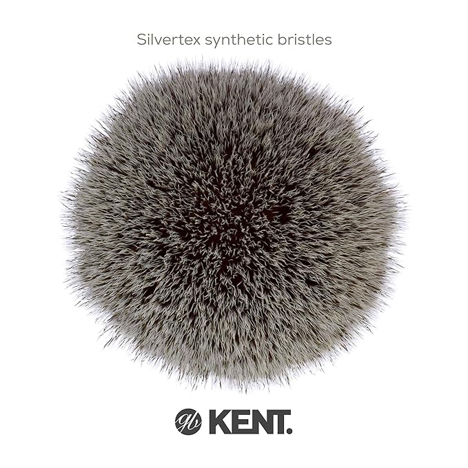 Kent BLK4S Shaving Brush with Ultra-Soft Silvertext Synthetic Bristles and Black Resin Handle to use with Shave Cream or Soap for a Perfect Lather. Luxury Shaving Since 1777, Made in England