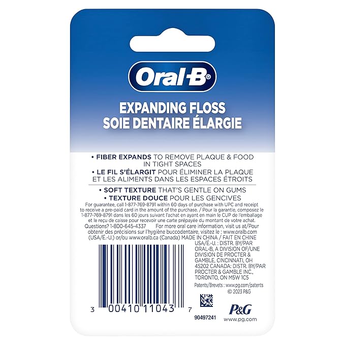 Oral-B Expandable Dental Floss, Mint, Expands for A Deep Clean, 6 Pack (50M)
