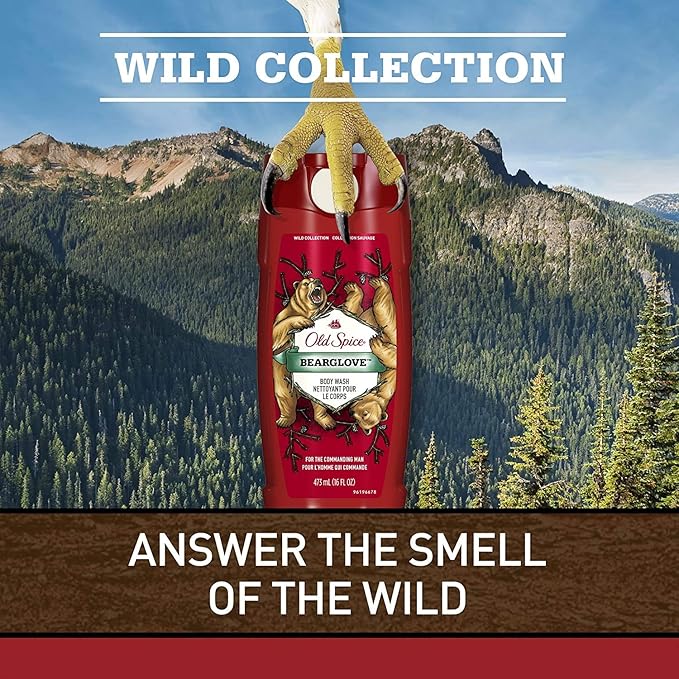 Body Wash for Men by Old Spice, Wild Collection Men's Body Wash, Bearglove, 16 Fl Oz (Pack of 4)