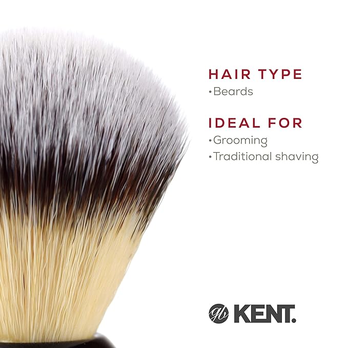 Kent BLK4S Shaving Brush with Ultra-Soft Silvertext Synthetic Bristles and Black Resin Handle to use with Shave Cream or Soap for a Perfect Lather. Luxury Shaving Since 1777, Made in England