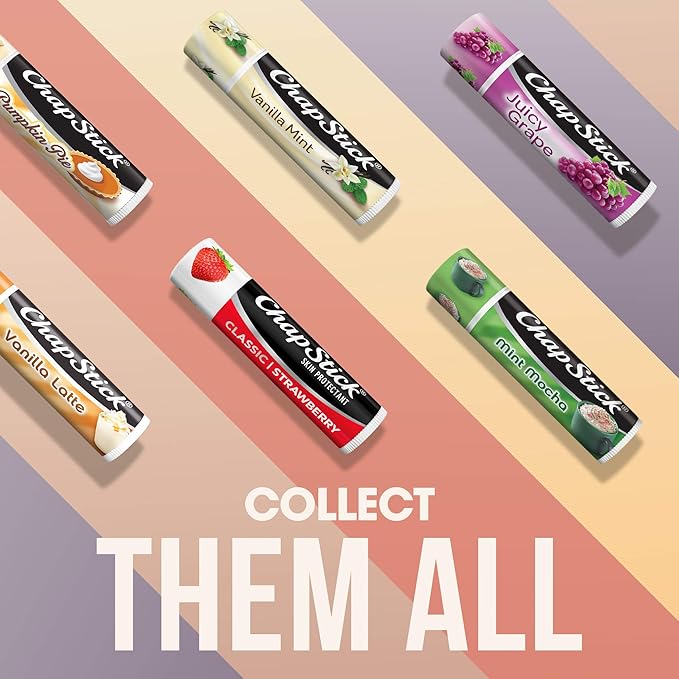 ChapStick Classic Strawberry Lip Balm, 6-Count – Tinted Lip Moisturizer, Juicy & Sweet, 0.15 Oz Ea