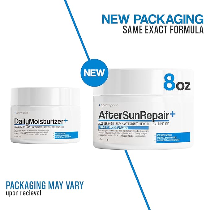 After Sun Daily Moisturizer & Repair | Vitamin E Cream | 24-Hour Hydration for Sun-Exposed Skin | Improves Skin Texture | Fragrance-Free Face and Body Lotion | 8 oz