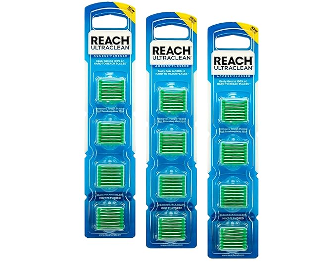 REACH Ultraclean Access Flosser Starter Bundle | Proper & Durable Oral Care & Hygiene | Effective Plaque Removal, Teeth & Gum Protection, PFAS-Free | Starter Kit + 3pk Mint Refills (28ct.)