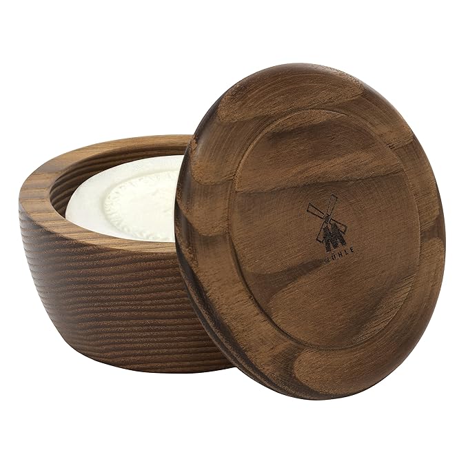 MÜHLE Wooden Bowl with Shaving Soap | Sandalwood | 65 Grams | Shave Soap for Men | Steamed Ash Shaving Bowl | Rich & Light Soap Formula | Nurturing Shave Soap Lather