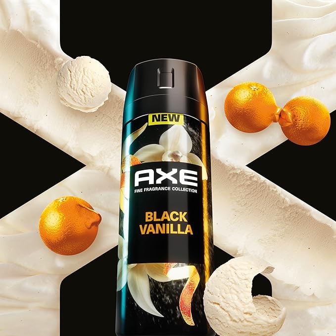AXE Fine Fragrance Collection Premium Body Spray Black Vanilla with Orange + Sandalwood 3 Count with 72H Odor Protection Aluminum-Free 4 oz