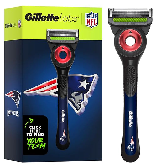 Gillette Labs Special NFL Patriots Edition Shaving Razor for Men - 1 Handle, 1 Razor Blade Refill, Perfect for Game Day Grooming, GilletteLabs with Exfoliating Bar