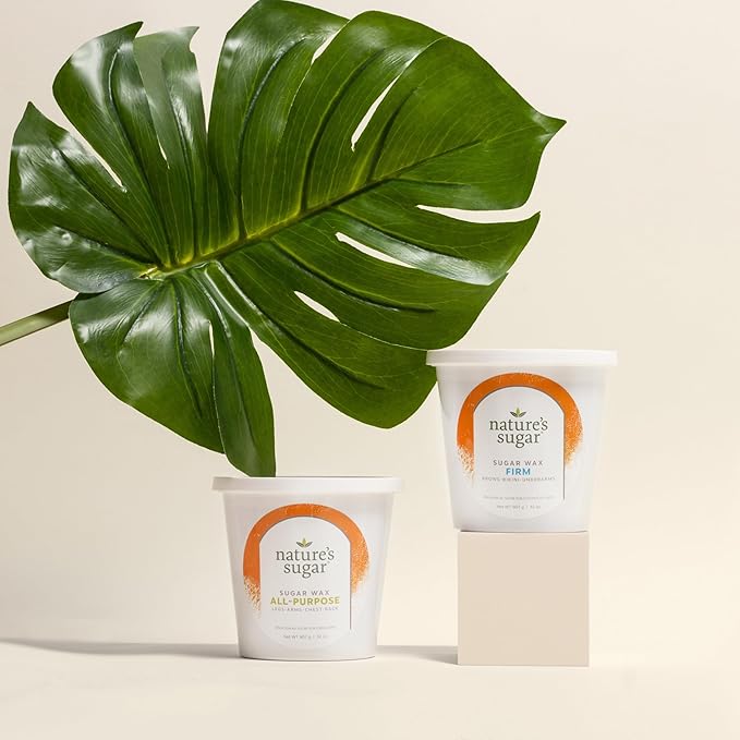 Nature’s Sugar – Beginner-Friendly Vegan Natural Sugar Wax Hair Removal Bundle for Men & Women – All Skin Types Sugaring Paste for Legs, Arms, Back, Chest, & Bikini Line - (1 All Purpose, 1 Firm)