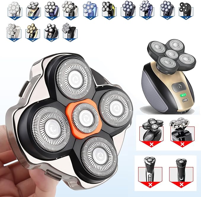 Universal 5 Magnetic Shaver Replacement Blades Compatible with FREEBird SHPAVVER Wyklaus Head Shaver and Other BRAND