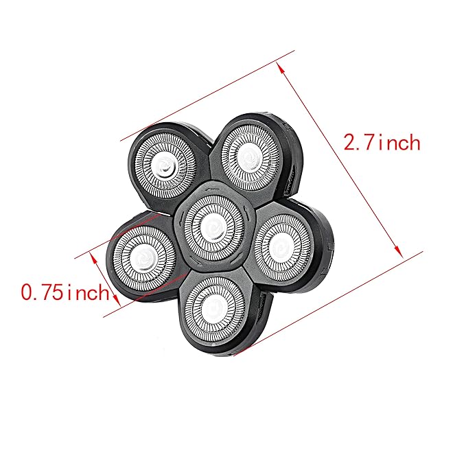 6 Blades Shaver Replacement Heads Electric Razor Blade Replacement Blades for Bald Men Shaver Replacement Blade with Blade Cover (Black)