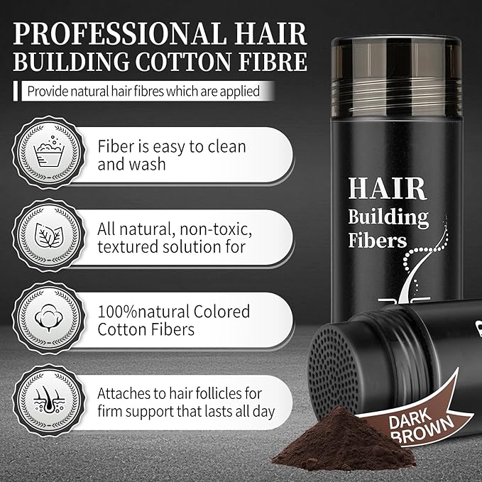 AWCCXMYM Hair Building Fibers for Thinning Instant Coverage Hair Fibers for Women & Men Natural Texture Undetectable Hair Fiber for Thickener and Fuller Look 30g #Dark Brown