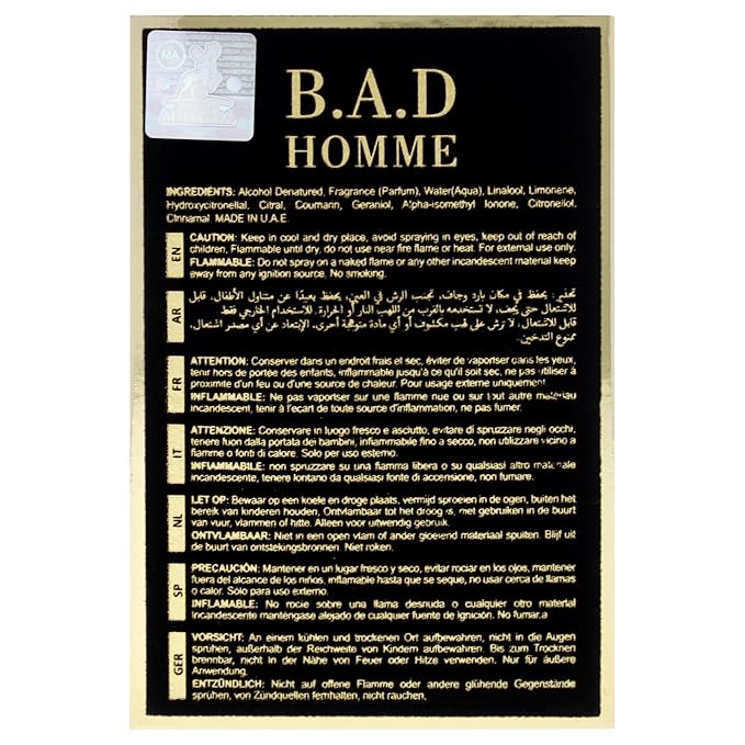 B.A.D by Maison Alhambra for Men - 3.4 oz EDP Spray