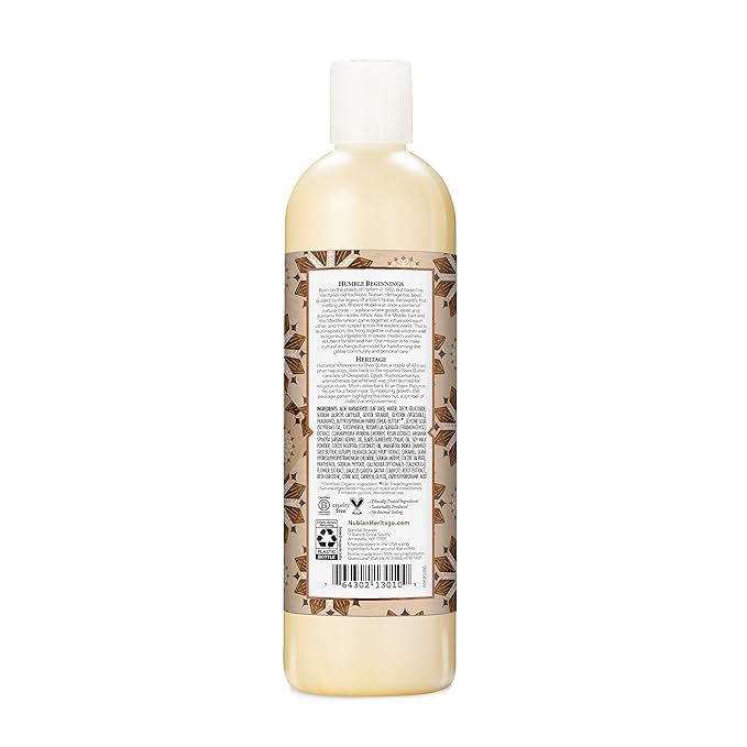 Nubian Heritage Body Wash Raw Shea Butter for Dry Skin Paraben Free Body Wash, 13 oz