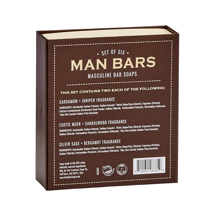 San Francisco Soap,Men Soap Gift Set | 6 Piece Man Bar Gift Set Natural Manly Fragranced 2 Ounce (Pack of 6)