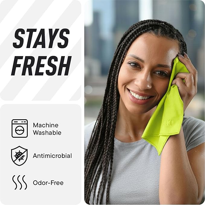 Sweat Absorbing Handkerchiefs - The Original Pocket-Sized Sweat Towels - Quick-Dry Microfiber Sweat Rags for Face, Hands, & Body - Men & Women - Gym, Sports, and Work (High-Vis Yellow: 5 Pack)
