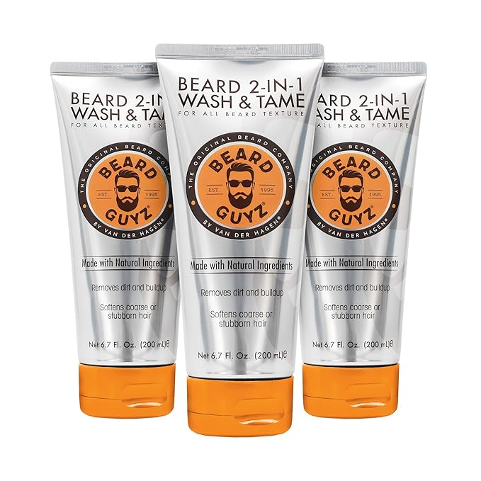 Beard Guyz 2-in-1 Beard Wash and Conditioner, Deep Cleansing Beard Shampoo for Men, Softening & Taming Formula – 6.7 oz (Pack of 3)