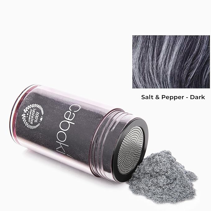 Caboki Hair Fibers for Thinning Hair – Natural Plant-Based Hair Powder for Men & Women – Instantly Thicker Fuller Looking Hair – Wind & Sweat Resistant – 30g, 90-Day Supply, Salt & Pepper-Dark