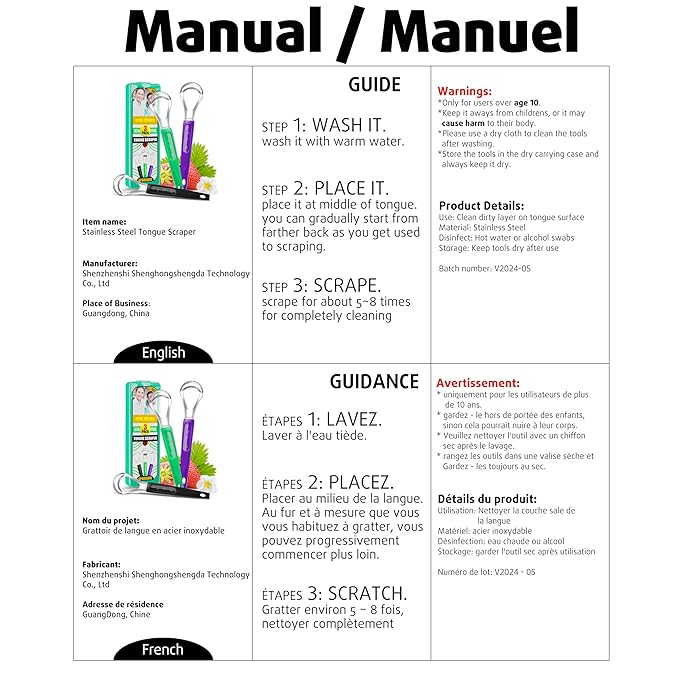 3 Pack Metal Tongue Scrapers for Kids Adults, Stainless Steel Tongue Cleaner Scrubber with Travel Case