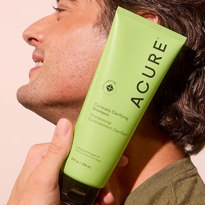 Acure Curiously Clarifying Shampoo - Cleansing & Clarifying Shampoo for Women & Men, Scalp Detox for Product Buildup, Deep Clean for Oily Hair, Detoxify, Remove Build Up, Sulfate Free, Vegan - 8 fl oz