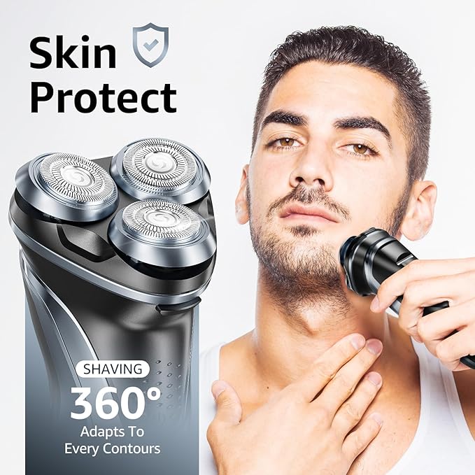 Rechargeable Electric Razor for Men: IPX7 Waterproof Shaver - 4D Flex Precision Blades with Pop-Up Trimmer - 1.5H Fast Charge - Gentle on Sensitive Skin, Travel-Friendly，Valentine's Day Gifts