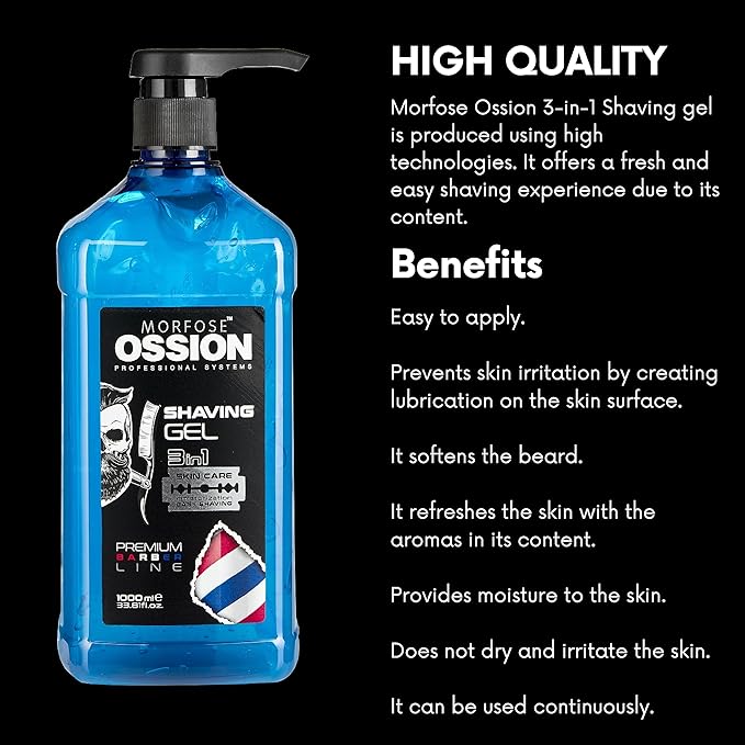 Morfose Shaving Gel - Infused with Soothing Aloe Vera and Vitamin E, Perfect for Sensitive Skin, Protects from Nicks and Cuts, Easy to Use and Rinse Off, 30.43 Fl Oz