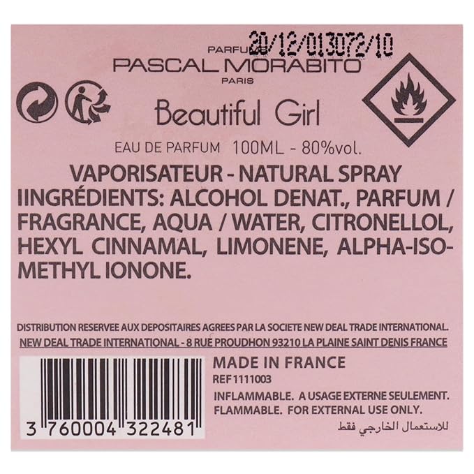 Pascal Morabito Beautiful Girl By Pascal Morabito For Women - Intense And Vivid Eau De Parfum Spray - Fruity And Feminine Notes Of Sweet Berries And Citrus - Beautifully Ornate Bottle Design - 3.3 Oz