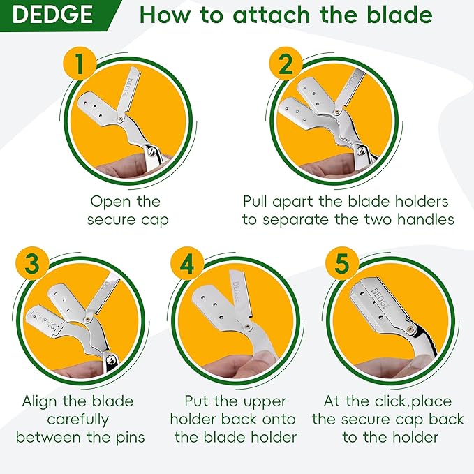 DEDGE Professional All Stainless Steel Straight Razor-Double Edge Razor Barber Beard Shaver with 10 Double Edge Blades for Barber Personal Grooming