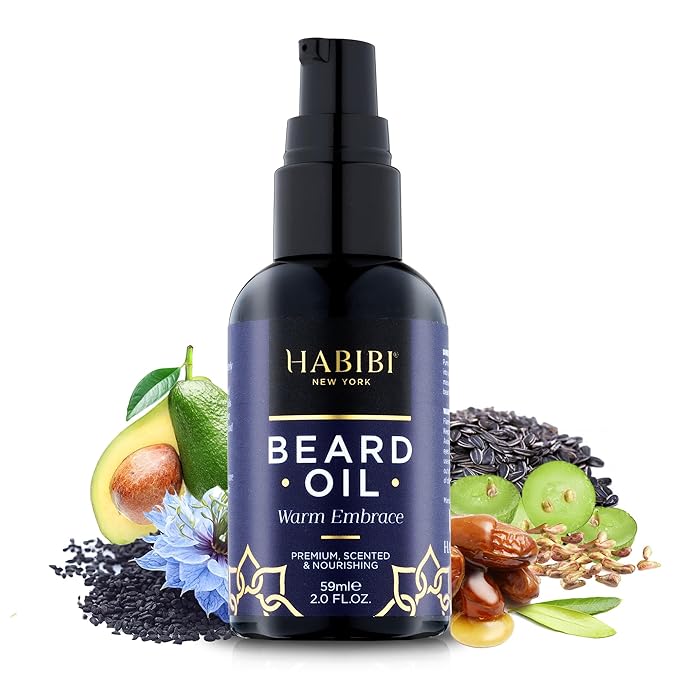 H HABIBI Warm Embrace Beard Oil – 2.0 Fl. Oz Naturally Derived Beard Growth Oil for Men, Beard Care Essential – Hydrates, Nourishes & Promotes Healthy Growth, Made in USA