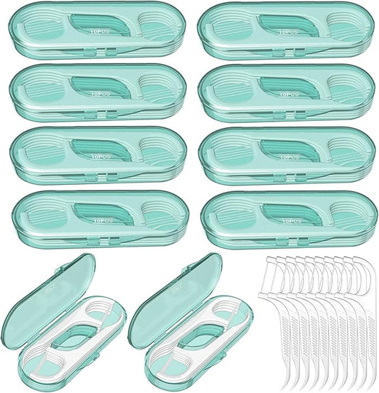 10 Pack Flosser Dispenser Dental Floss Case, Mini Floss Picks, Professional Toothpicks with Travel Case, Travel Purse Essentials for Teeth Cleaning, Portable and Hygienic