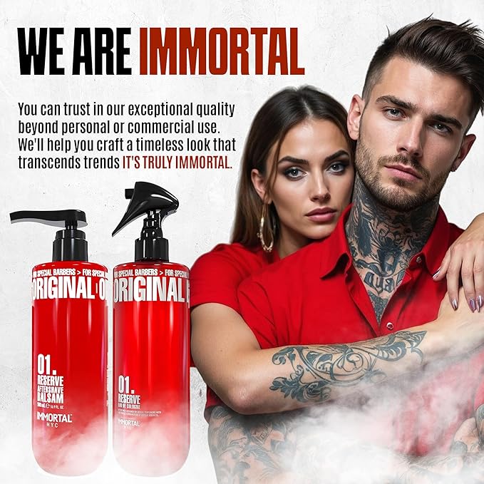Immortal NYC Reserve 01, AFTERSHAVE SPRAY & BALM/CREAM for Men- Moisturizing & Soothing Formula After Shaving and Reserve Cologne 01 Eau de Cologne-Spicy Floral Aftershave For Men-17 oz