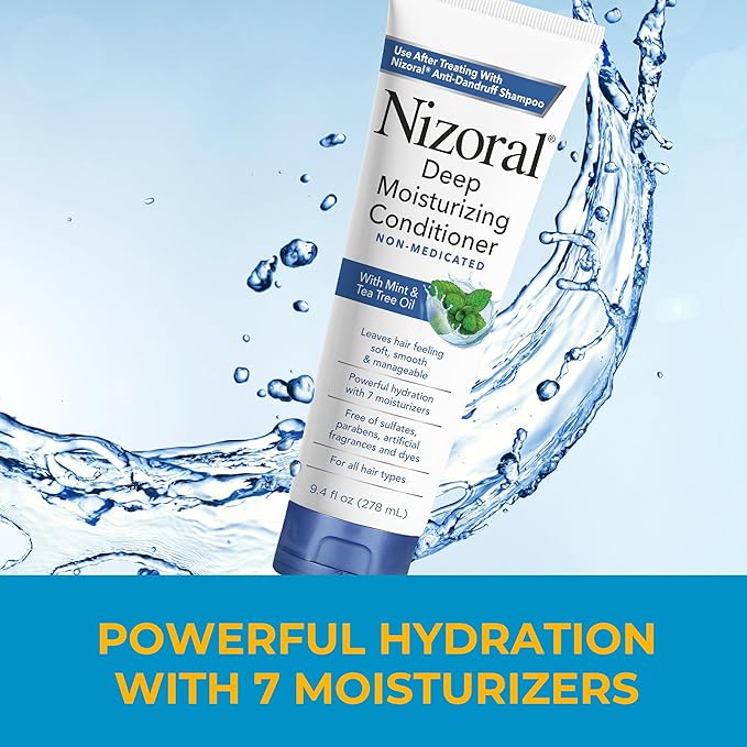 Nizoral Deep Moisturizing Conditioner, 9.4 oz, Anti-Dandruff Conditioner with Mint & Tea Tree Oil, Sulfate and Paraben Free, No Artificial Fragrance, For All Hair Types