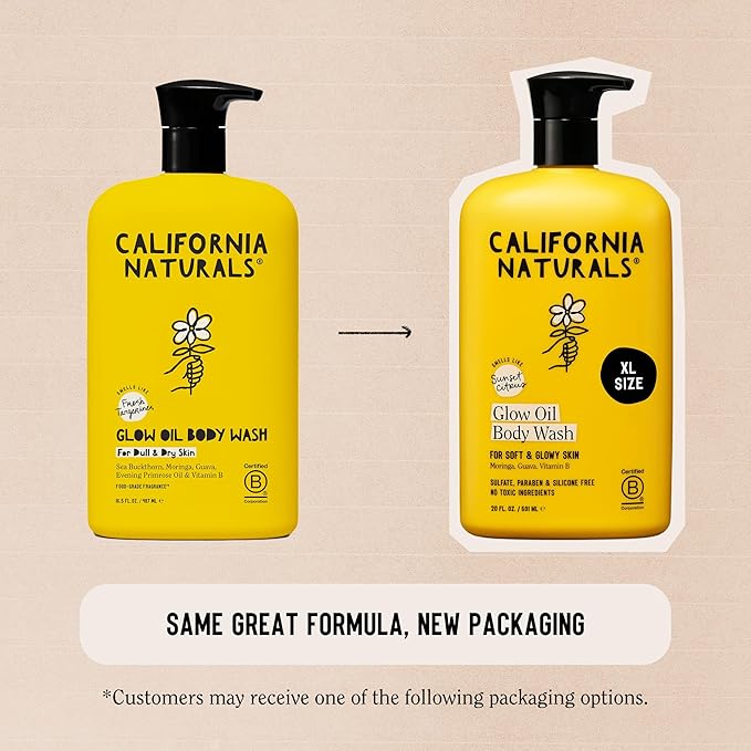 California Naturals Glow Body Wash Sunset Citrus 2-Pack, Hydrating Body Wash for Soft Glowing Skin, Gentle Skin Care for Women & Men, Natural, Vegan, Cruelty, Paraben & Sulfate Free, 20 oz