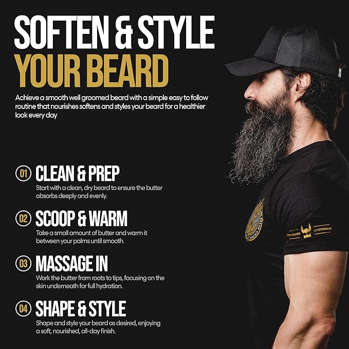 The Beard Struggle Warrior’s Beard Butter Asgardian Secret - Gold Collection - Handcrafted with Non-Greasy Low-Hold Formula, Luxurious Cologne-Grade Fragrances - 50g / 1.76 US. oz. Warrior-Glass Jar