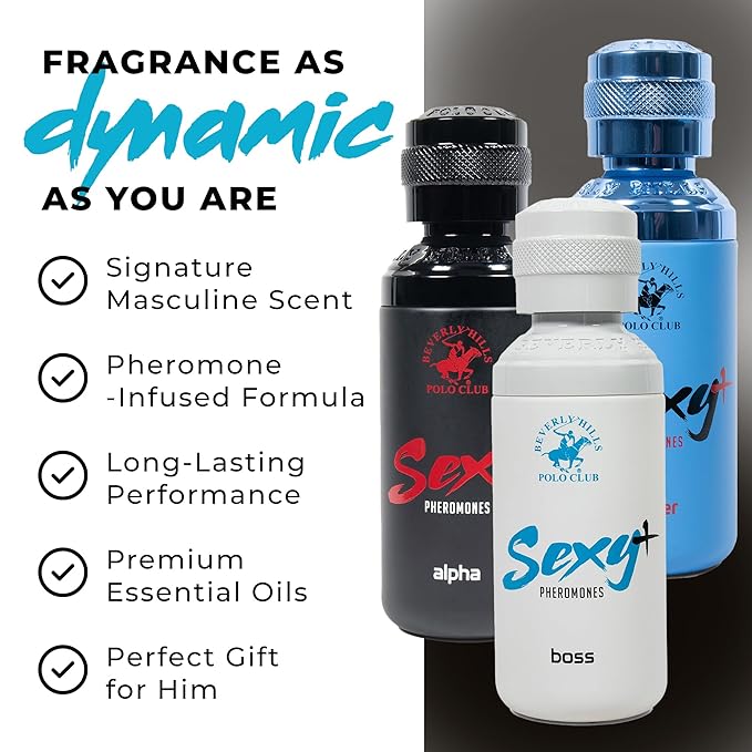Beverly Hills Polo Club Sexy+ Pheromones EDP Slider Collection - 3-Piece Men's Fragrance Gift Set (PLAYER, ALPHA & BOSS) - Long-Lasting, Travel-Friendly Cologne for Men