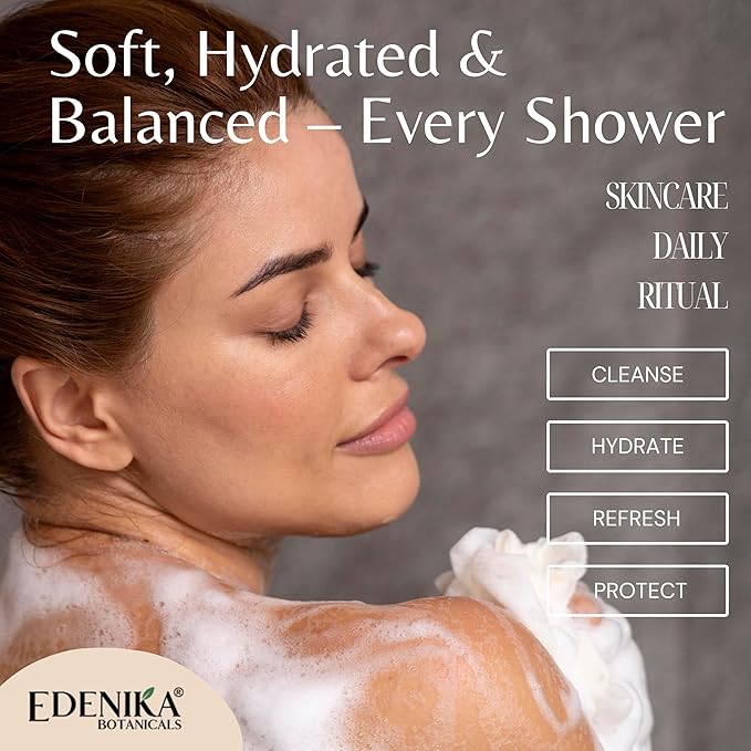 Edenika Lavender Body Wash with Vitamin E, Cleanses, Relaxes & Moisturizes, Stress Relief Shower Gel for Dry and Sensitive Skin, Women & Men, Organic & Natural, 16 fl oz, 2-Pack