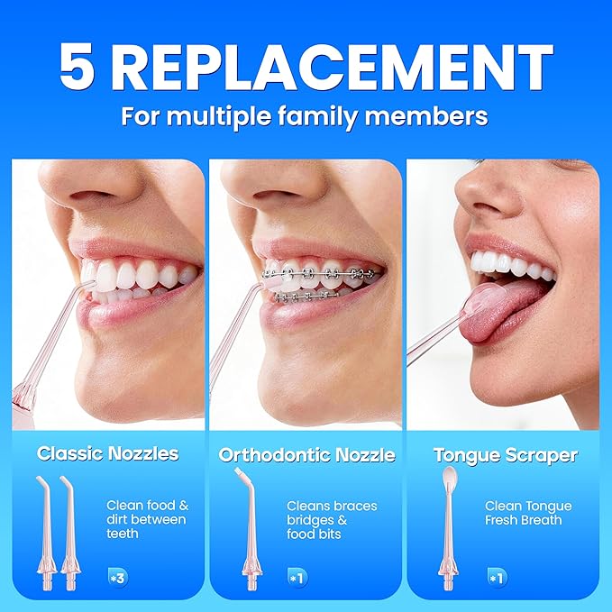 Oralfree Water flosser Teeth Picks - Dental Braces Cordless Oral Irrigator Portable Rechargeable Travel Irrigation Cleaner IPX7 Waterproof Electric Professional Flossing Teeth Cleaning for Home