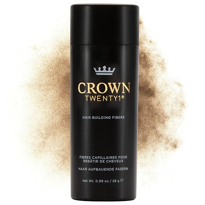 CROWN Hair Building Fibers (28g) - Instantly Cover Fine & Thinning Hair for a Thicker, Fuller Look - A Natural Keratin Concealer - 13 Shades for Men & Women - Medium Blonde