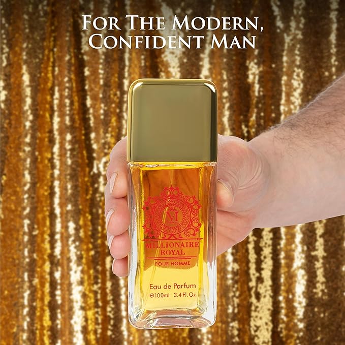 Millionaire Royal for Men - Oriental Fresh Woody Fragrance - Top Notes of Mandarin, Bergamot & Cardamom - Natural, Mild, Free of Parebens, Vegan & Cruelty-Free - Elegant 100ml Bottle, Parfume for Men