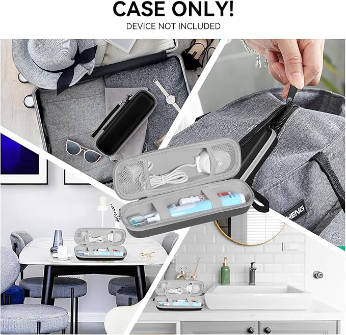 Toothbrush Travel Case for Oral-B/Oral-B Pro 1000 1500 5000 7000 7500 6000 9600/ Phlips Sonicare 4100 5100 1100 6100 5300 Electric Toothbrush, Portable Hard Protective Storage Bag (Black)