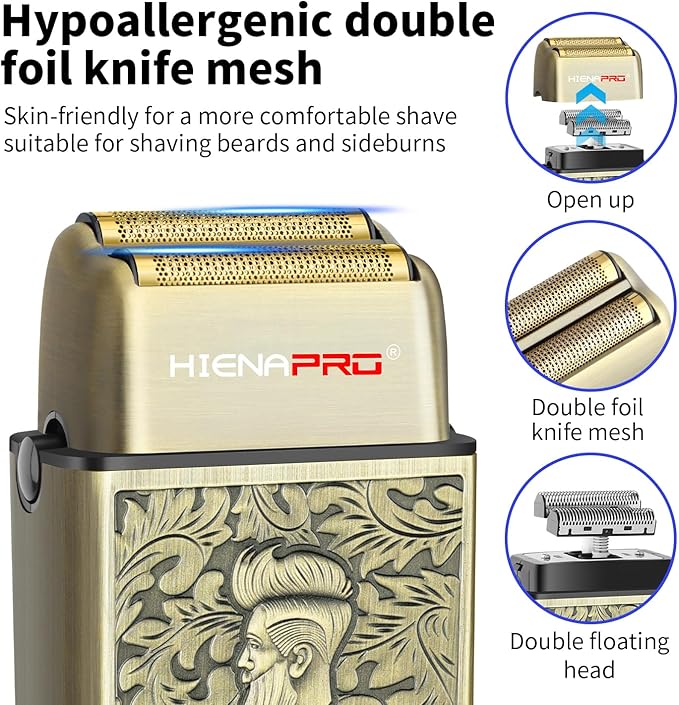 HIENA PRO Electric Razor for Men, Cordless Professional Foil Shaver & Bald Head Precision Trimmer, Travel Shaving, USB Charging, LED Display, Perfect Gifts for Men
