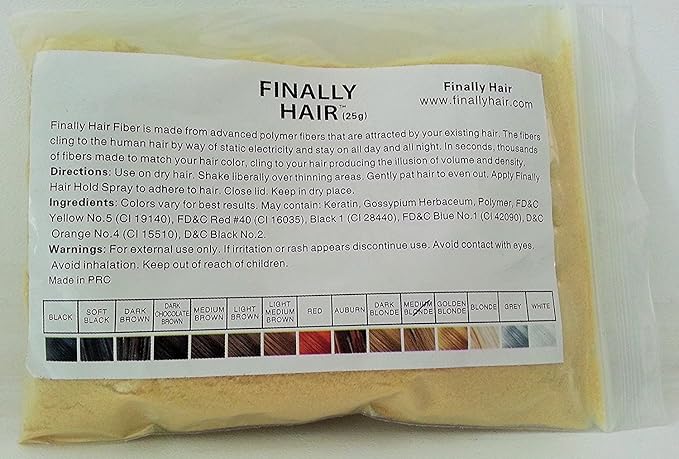 Hair Building Fibers Medium Blonde 25 Grams Refill Your Existing Bottle. Highest Grade Fiber by Finally Hair (light medium blonde - if you want mid medium blonde try our golden blonde)