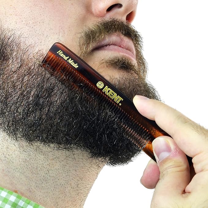 Kent NU22 Handmade All Fine Tooth Pocket Comb for Men, Women and Kids, Hair Comb Straightener for Everyday Grooming Styling Hair, Beard and Mustache, Saw Cut and Hand Polished, Made in England