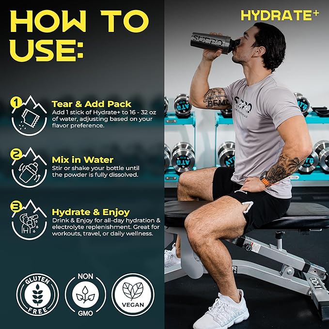 Sugar Free Electrolytes Powder Packets, 16 Count SURPO Electrolyte Drink Mix Lemon-Aid Zero Calorie, No Sugar Instant Hydration Packets for Energy & Recovery with Taurine, Magnesium, Potassium, Sodium