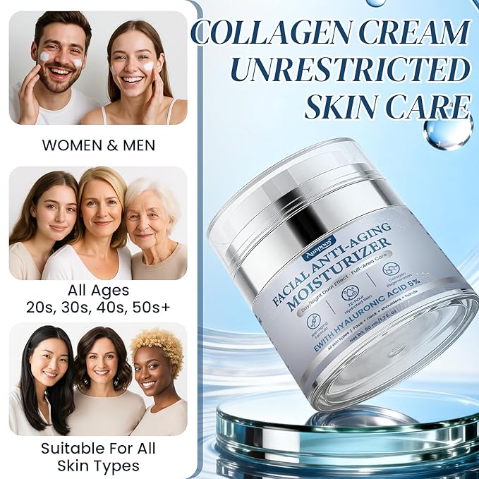 Retinol Collagen Anti-Aging Cream for Face Neck Tightening Moisturizing Skin Cream with Hyaluronic Acid Day Night Wrinkle Facial Moisturizer for All Skin Types 2Pack 1.7 Fl Oz