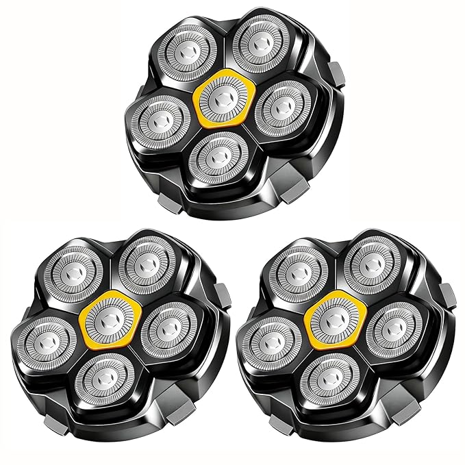 6 Blade Magnetic Replacement Shaving Heads Compatible with 6D Blade Head Compatible with Head Shavers for Bald Men,3Pack Travel Size