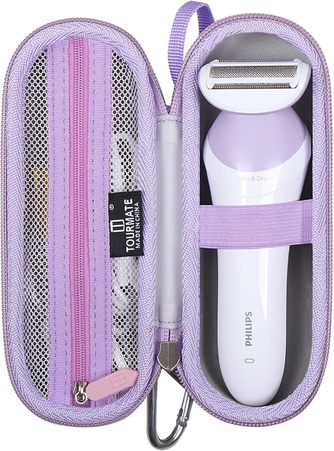 Tourmate Hard Storage Case for Philips Beauty Shaver,Travel Case for Lady Electric Shaver Series 6000 (Only Case) (PU, White + Purple)