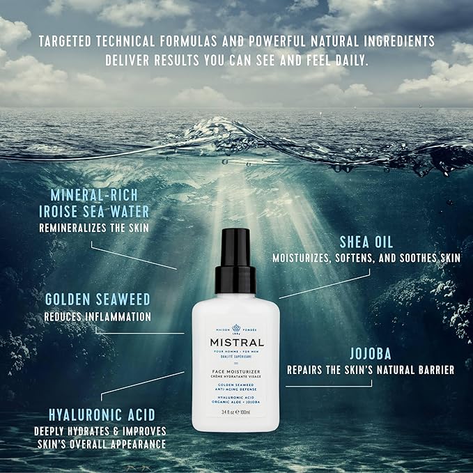 Mistral Men's Face Moisturizer Cream, Cool Marine, 3.4 Fl Oz