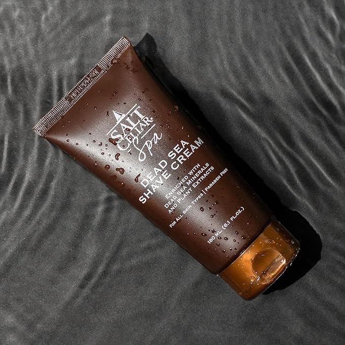 Salt Cellar Dead Sea Shave & Aftershave Set for Men – All-Natural Grooming Kit with Dead Sea Minerals – Includes Shaving Cream & Aftershave Balm – Paraben Free, Non-Greasy, Cruelty-Free