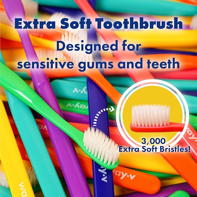 WAY.V Extra Soft Toothbrush for Adults Sensitive Gums and Teeth with Individual Head Covers, 7 Pcs Manual Toothbrushes - Family and Guests (7 Counts, Soft Bristle)
